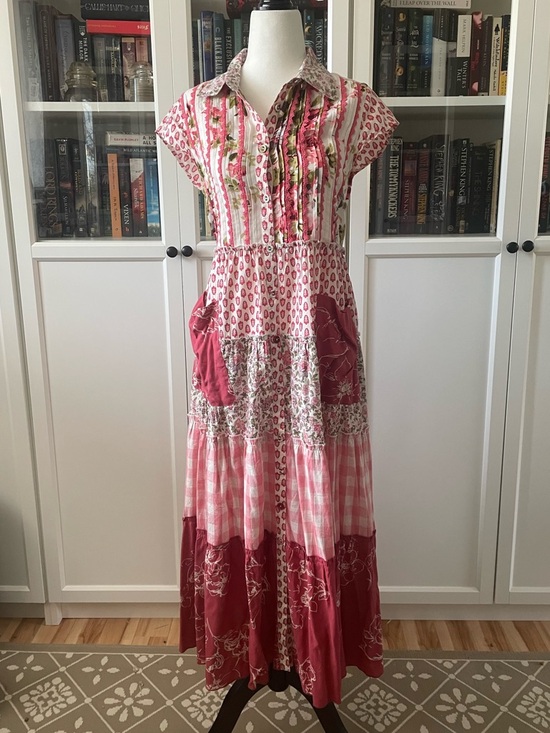 April Cornell Dresses & Skirts - April Cornell Pink Patchwork Tiered Maxi Dress